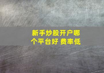 新手炒股开户哪个平台好 费率低